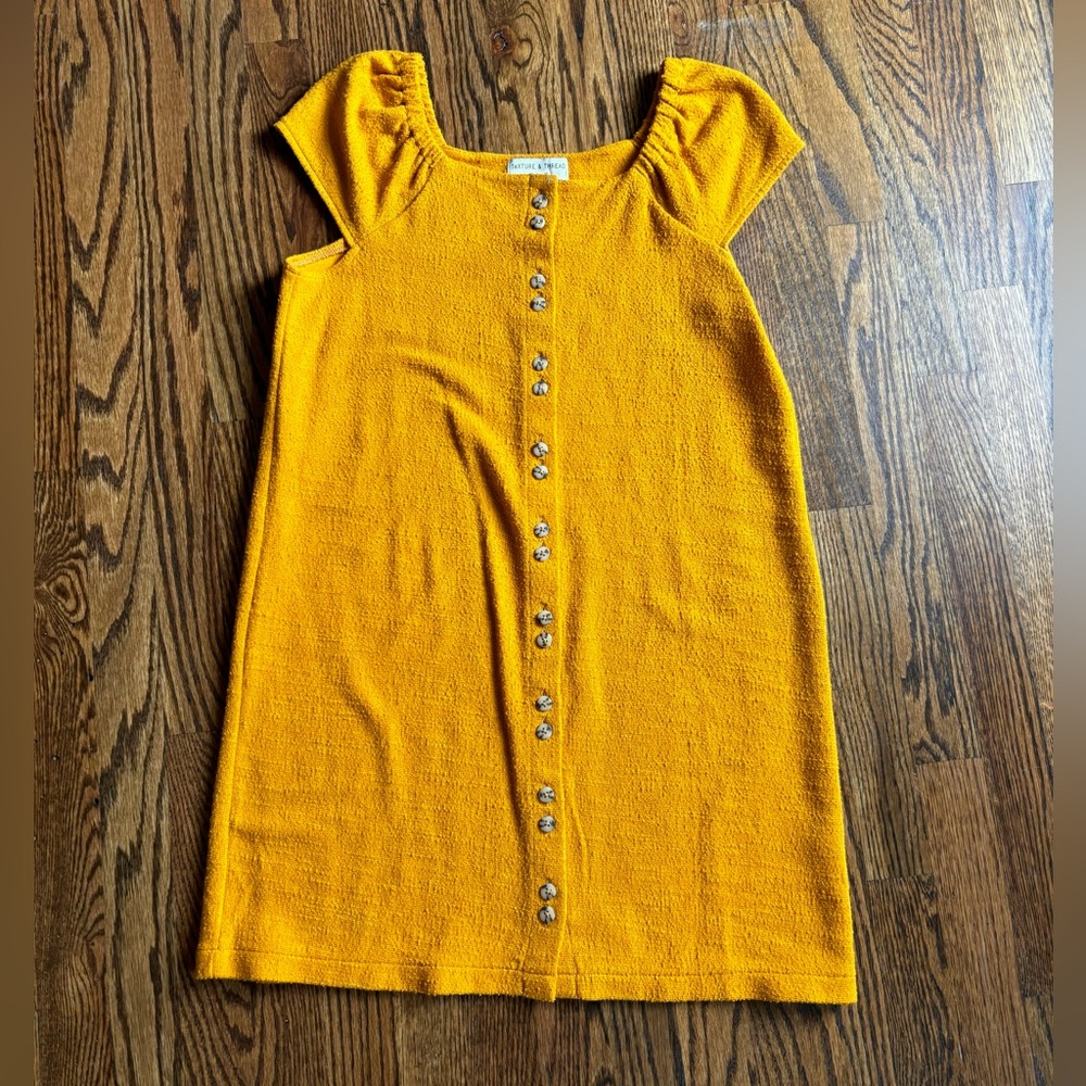 Madewell shift dress—dark yellow/goldenrod, size Small